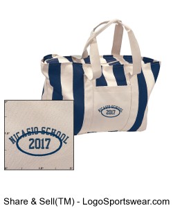 LARGE STRIPED CANVAS TOTE in Natural/Navy Design Zoom