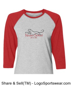 Custom Ladies Vintage Baseball T-Shirt Vintage RED/GREY Design Zoom